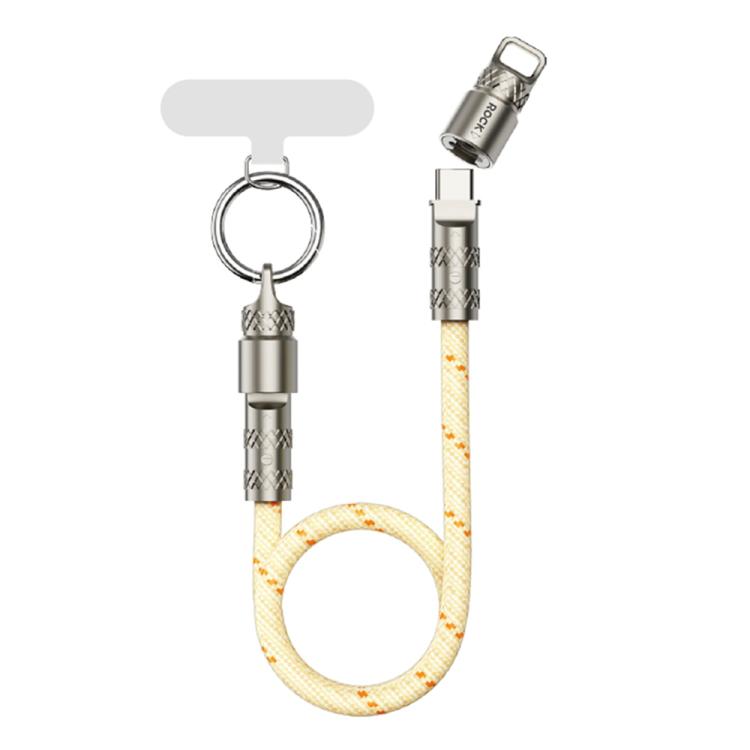 ROCK R15 Type-C to Type-C 60W Phone Lanyard Fast Charging Zinc Alloy Data Cable, Length:30cm(Creamy White) - USB-C & Type-C Cable by ROCK | Online Shopping UK | buy2fix