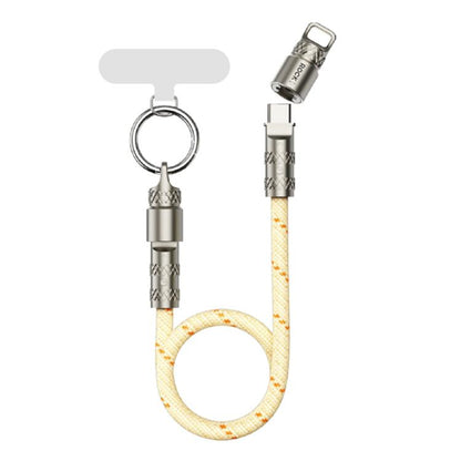 ROCK R15 Type-C to Type-C 60W Phone Lanyard Fast Charging Zinc Alloy Data Cable, Length:30cm(Creamy White) - USB-C & Type-C Cable by ROCK | Online Shopping UK | buy2fix