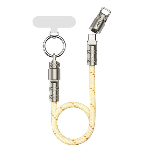 ROCK R15 Type-C to Type-C 60W Phone Lanyard Fast Charging Zinc Alloy Data Cable, Length:30cm(Creamy White) - USB-C & Type-C Cable by ROCK | Online Shopping UK | buy2fix