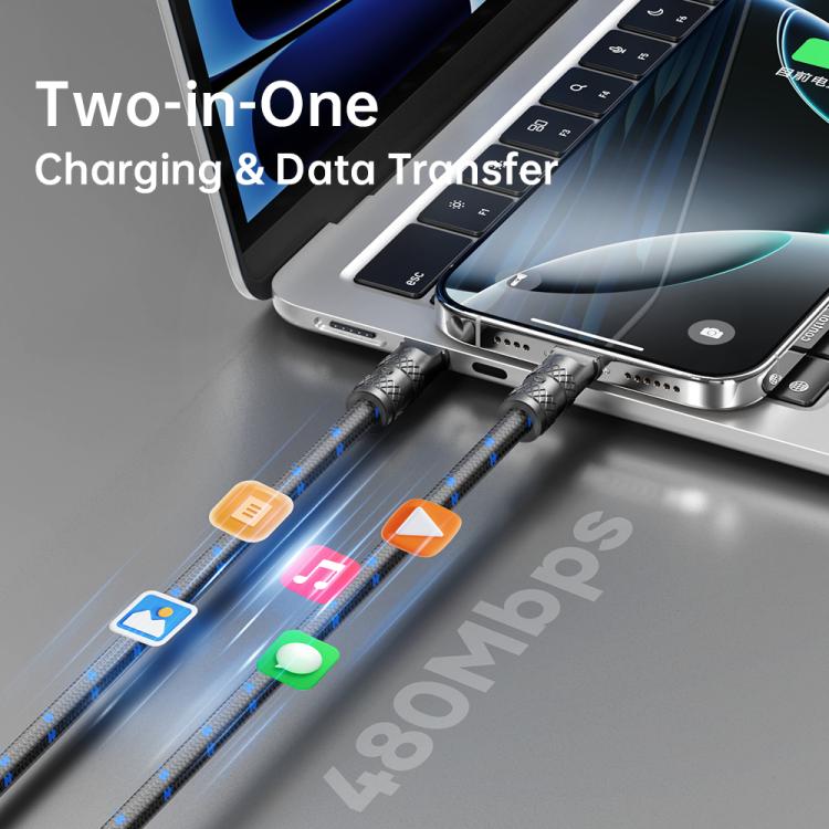 ROCK R15 Type-C to Type-C 60W Phone Lanyard Fast Charging Zinc Alloy Data Cable, Length:30cm(Black) - USB-C & Type-C Cable by ROCK | Online Shopping UK | buy2fix