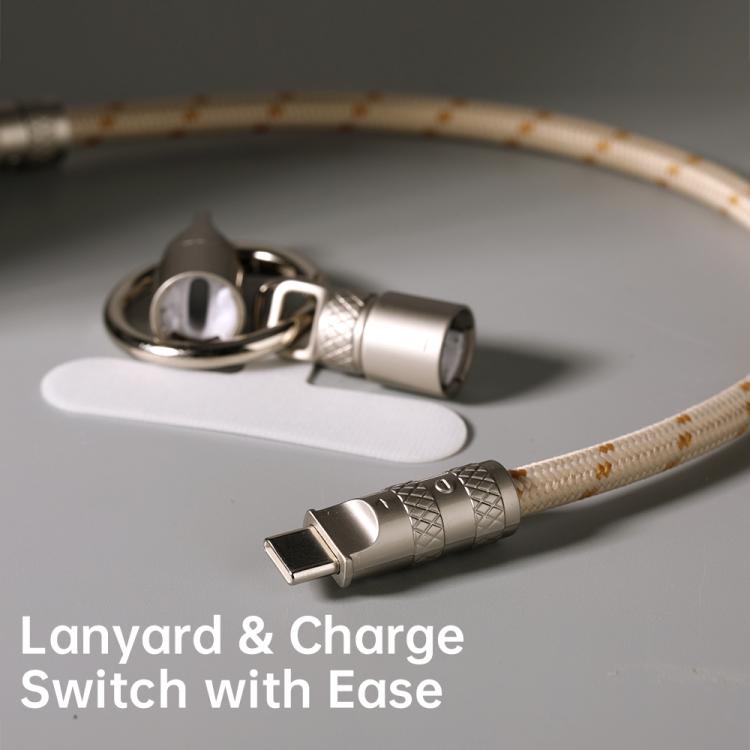 ROCK R15 Type-C to Type-C 60W Phone Lanyard Fast Charging Zinc Alloy Data Cable, Length:30cm(Black) - USB-C & Type-C Cable by ROCK | Online Shopping UK | buy2fix