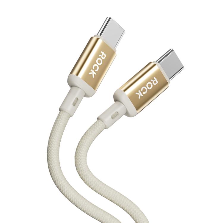 ROCK R18 Type-C to Type-C PD100W Metal Braided Fast Charging Data Cable, Length:1m(Beige) - USB-C & Type-C Cable by ROCK | Online Shopping UK | buy2fix
