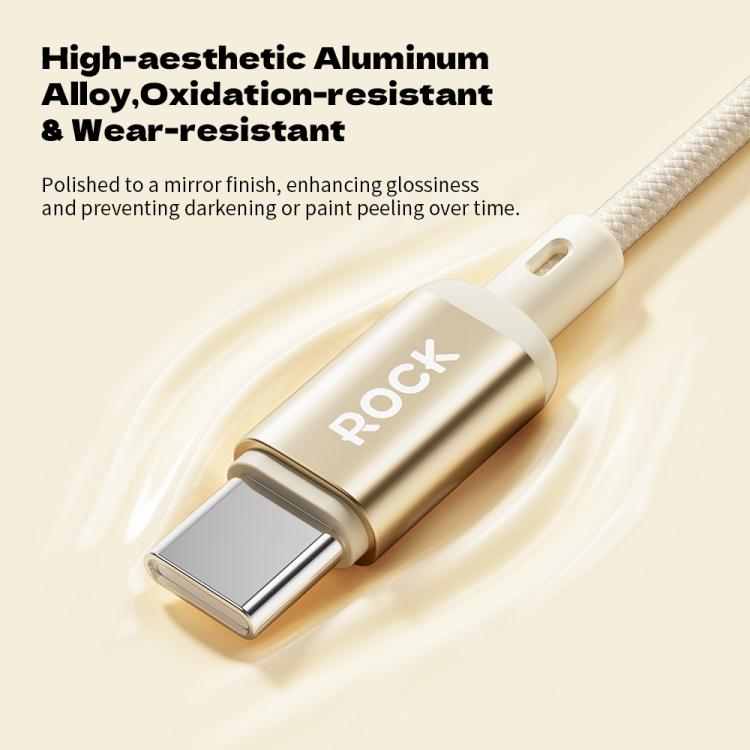 ROCK R18 Type-C to Type-C PD100W Metal Braided Fast Charging Data Cable, Length:1m(Beige) - USB-C & Type-C Cable by ROCK | Online Shopping UK | buy2fix