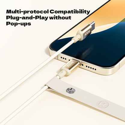 ROCK R18 Type-C to Type-C PD100W Metal Braided Fast Charging Data Cable, Length:1m(Beige) - USB-C & Type-C Cable by ROCK | Online Shopping UK | buy2fix