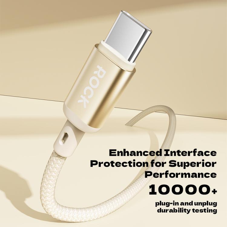ROCK R18 Type-C to Type-C PD100W Metal Braided Fast Charging Data Cable, Length:1m(Beige) - USB-C & Type-C Cable by ROCK | Online Shopping UK | buy2fix