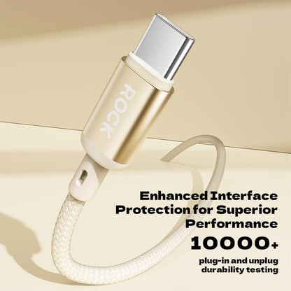 ROCK R18 Type-C to Type-C PD100W Metal Braided Fast Charging Data Cable, Length:1m(Beige) - USB-C & Type-C Cable by ROCK | Online Shopping UK | buy2fix
