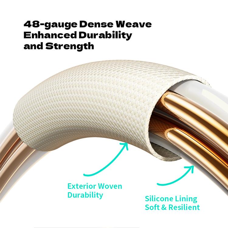 ROCK R18 Type-C to Type-C PD100W Metal Braided Fast Charging Data Cable, Length:1m(Beige) - USB-C & Type-C Cable by ROCK | Online Shopping UK | buy2fix