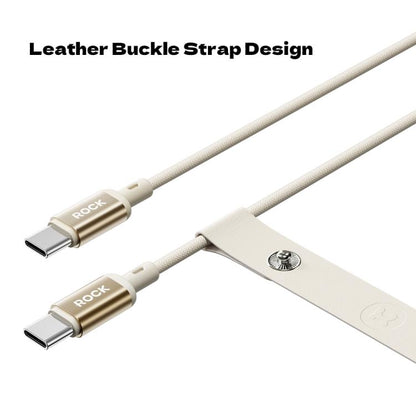 ROCK R18 Type-C to Type-C PD100W Metal Braided Fast Charging Data Cable, Length:1m(Beige) - USB-C & Type-C Cable by ROCK | Online Shopping UK | buy2fix