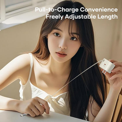 ROCK T90 PD35W Type-C Single Port GaN Wall Charger with Type-C Retractable Cable, EU Plug(Beige) - USB Charger by ROCK | Online Shopping UK | buy2fix