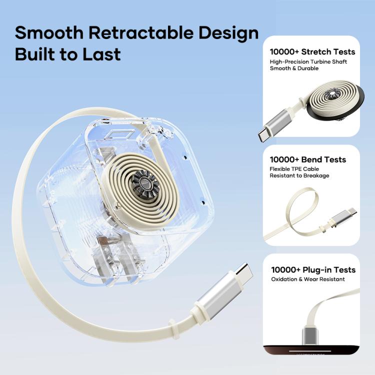 ROCK T90 PD35W Type-C Single Port GaN Wall Charger with Type-C Retractable Cable, UK Plug(Beige) - USB Charger by ROCK | Online Shopping UK | buy2fix