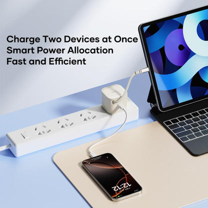 ROCK T90 PD35W Type-C Single Port GaN Wall Charger with Type-C Retractable Cable, EU Plug(Beige) - USB Charger by ROCK | Online Shopping UK | buy2fix