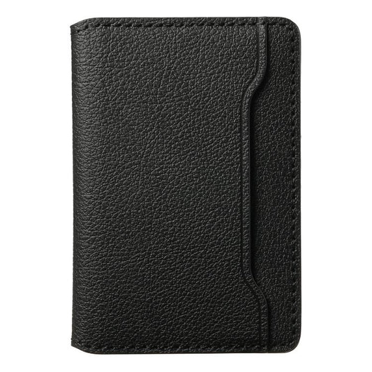 V02 Little Cow Texture Back-attached NN Card Bag(Black) - Adhesive Card Holders by buy2fix | Online Shopping UK | buy2fix