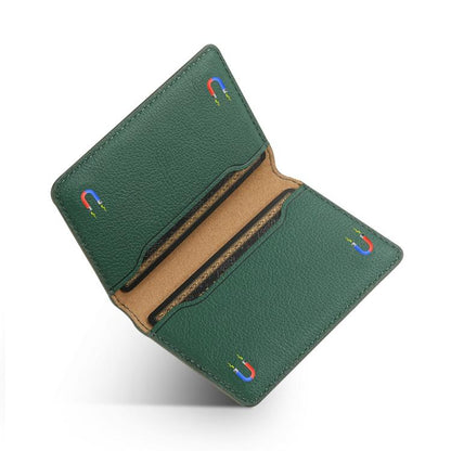 V02 Little Cow Texture Back-attached NN Card Bag(Green) - Adhesive Card Holders by buy2fix | Online Shopping UK | buy2fix