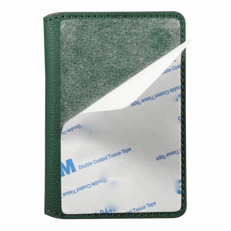 V02 Little Cow Texture Back-attached NN Card Bag(Green) - Adhesive Card Holders by buy2fix | Online Shopping UK | buy2fix