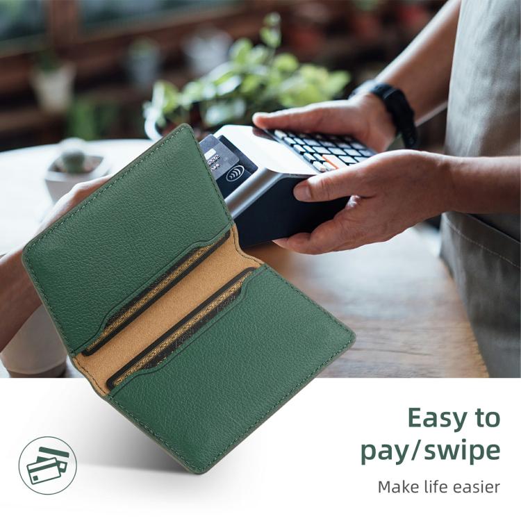 V02 Little Cow Texture Back-attached NN Card Bag(Green) - Adhesive Card Holders by buy2fix | Online Shopping UK | buy2fix