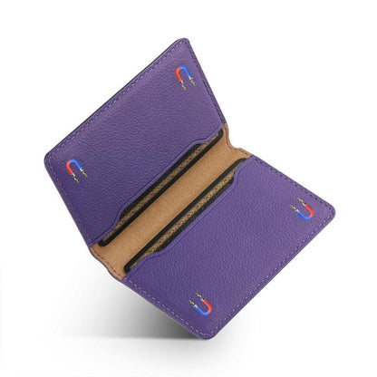 V02 Little Cow Texture Back-attached NN Card Bag(Purple) - Adhesive Card Holders by buy2fix | Online Shopping UK | buy2fix
