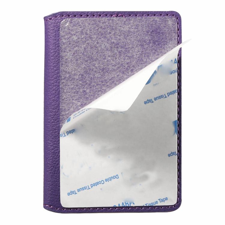 V02 Little Cow Texture Back-attached NN Card Bag(Purple) - Adhesive Card Holders by buy2fix | Online Shopping UK | buy2fix