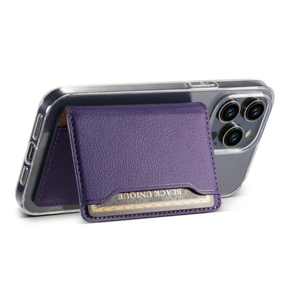 V02 Little Cow Texture Back-attached NN Card Bag(Purple) - Adhesive Card Holders by buy2fix | Online Shopping UK | buy2fix