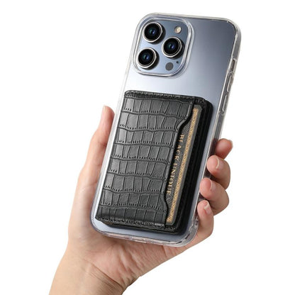 V03 Alligator Texture Back-attached NN Card Bag(Black) - Adhesive Card Holders by buy2fix | Online Shopping UK | buy2fix