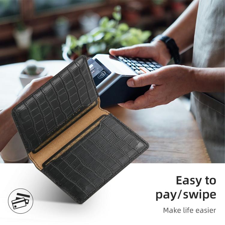 V03 Alligator Texture Back-attached NN Card Bag(Black) - Adhesive Card Holders by buy2fix | Online Shopping UK | buy2fix