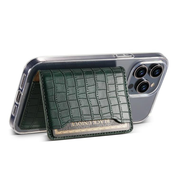 V03 Alligator Texture Back-attached NN Card Bag(Green) - Adhesive Card Holders by buy2fix | Online Shopping UK | buy2fix