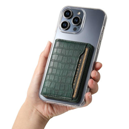 V03 Alligator Texture Back-attached NN Card Bag(Green) - Adhesive Card Holders by buy2fix | Online Shopping UK | buy2fix
