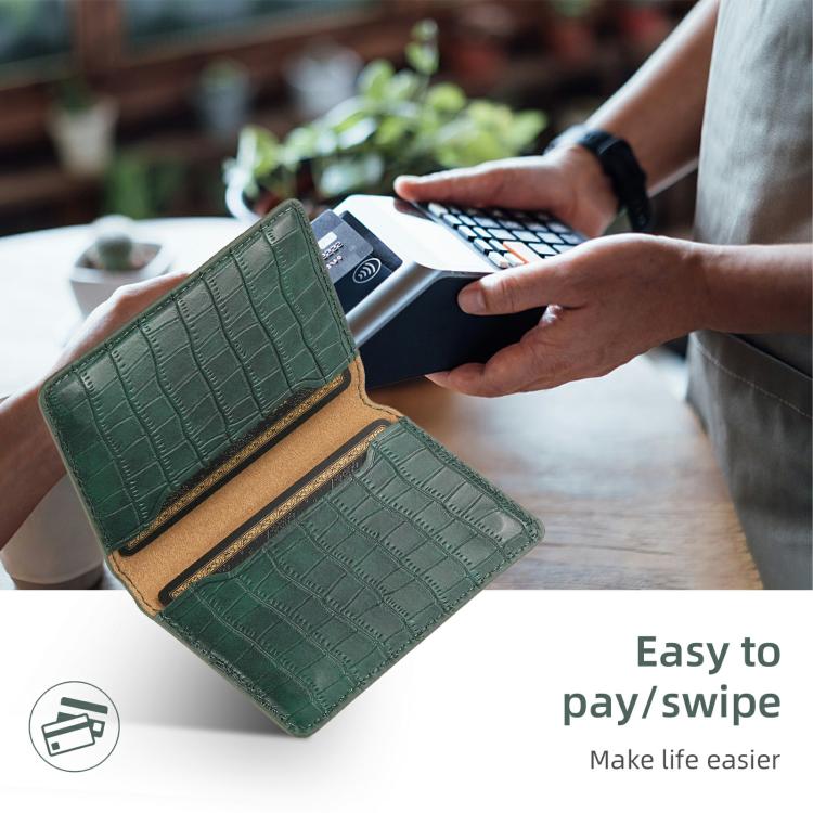 V03 Alligator Texture Back-attached NN Card Bag(Green) - Adhesive Card Holders by buy2fix | Online Shopping UK | buy2fix