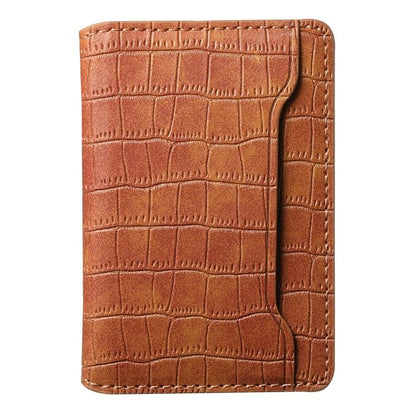 V03 Alligator Texture Back-attached NN Card Bag(Mocha Brown) - Adhesive Card Holders by buy2fix | Online Shopping UK | buy2fix