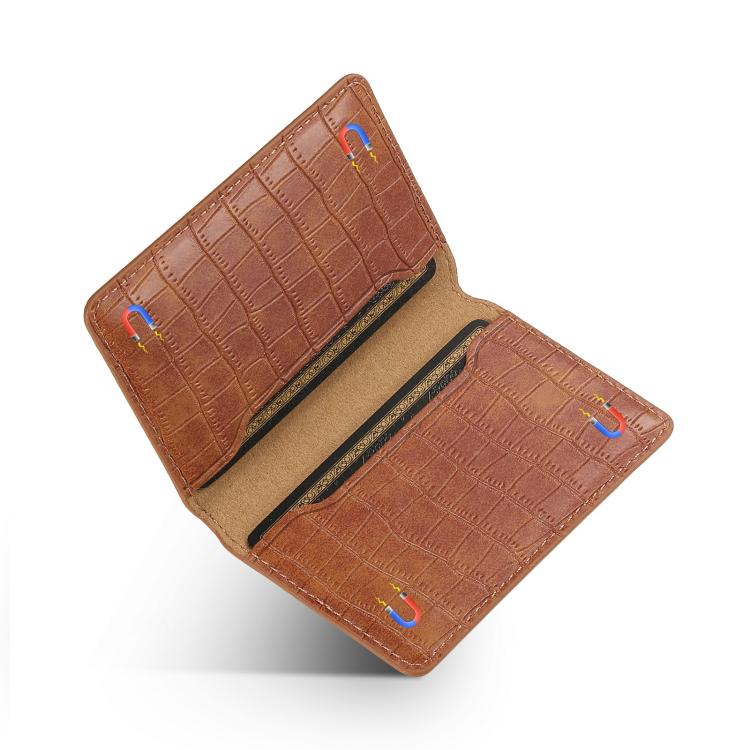 V03 Alligator Texture Back-attached NN Card Bag(Mocha Brown) - Adhesive Card Holders by buy2fix | Online Shopping UK | buy2fix