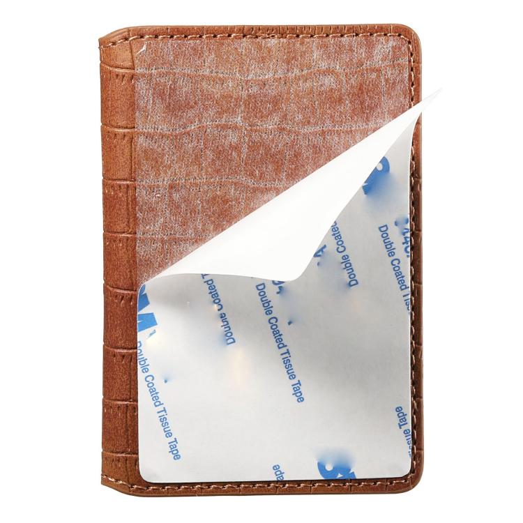 V03 Alligator Texture Back-attached NN Card Bag(Mocha Brown) - Adhesive Card Holders by buy2fix | Online Shopping UK | buy2fix