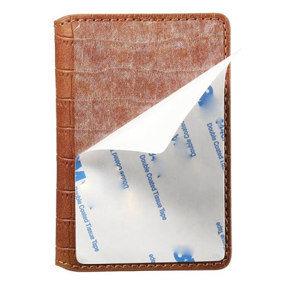 V03 Alligator Texture Back-attached NN Card Bag(Mocha Brown) - Adhesive Card Holders by buy2fix | Online Shopping UK | buy2fix