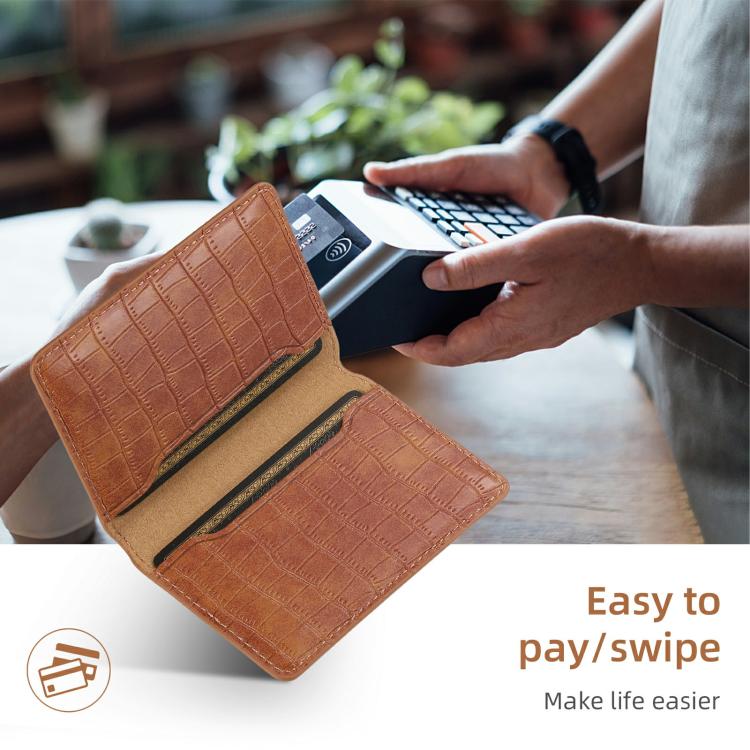 V03 Alligator Texture Back-attached NN Card Bag(Mocha Brown) - Adhesive Card Holders by buy2fix | Online Shopping UK | buy2fix