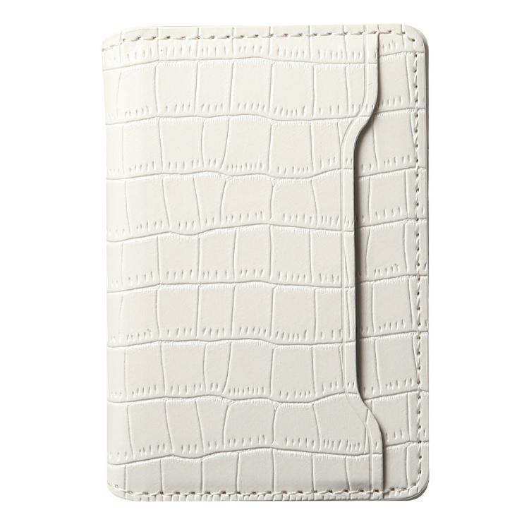 V03 Alligator Texture Back-attached NN Card Bag(Pearl White) - Adhesive Card Holders by buy2fix | Online Shopping UK | buy2fix