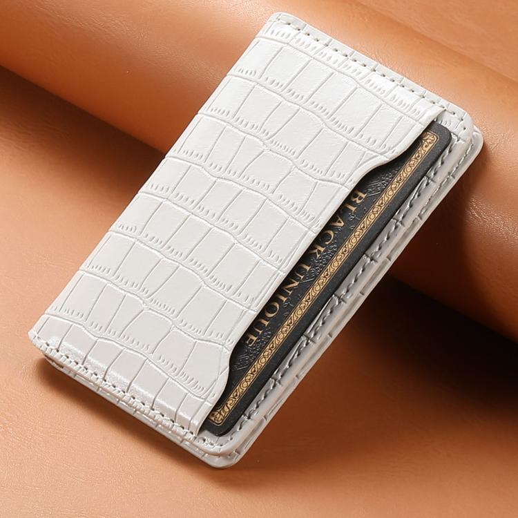 V03 Alligator Texture Back-attached NN Card Bag(Pearl White) - Adhesive Card Holders by buy2fix | Online Shopping UK | buy2fix