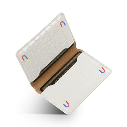 V03 Alligator Texture Back-attached NN Card Bag(Pearl White) - Adhesive Card Holders by buy2fix | Online Shopping UK | buy2fix