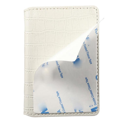 V03 Alligator Texture Back-attached NN Card Bag(Pearl White) - Adhesive Card Holders by buy2fix | Online Shopping UK | buy2fix