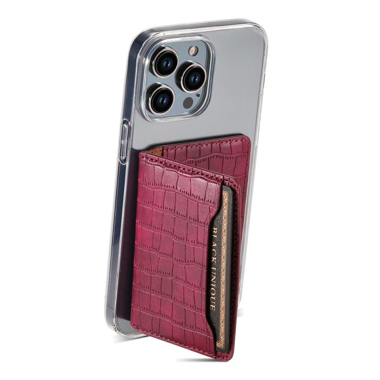 V03 Alligator Texture Back-attached NN Card Bag(Red) - Adhesive Card Holders by buy2fix | Online Shopping UK | buy2fix