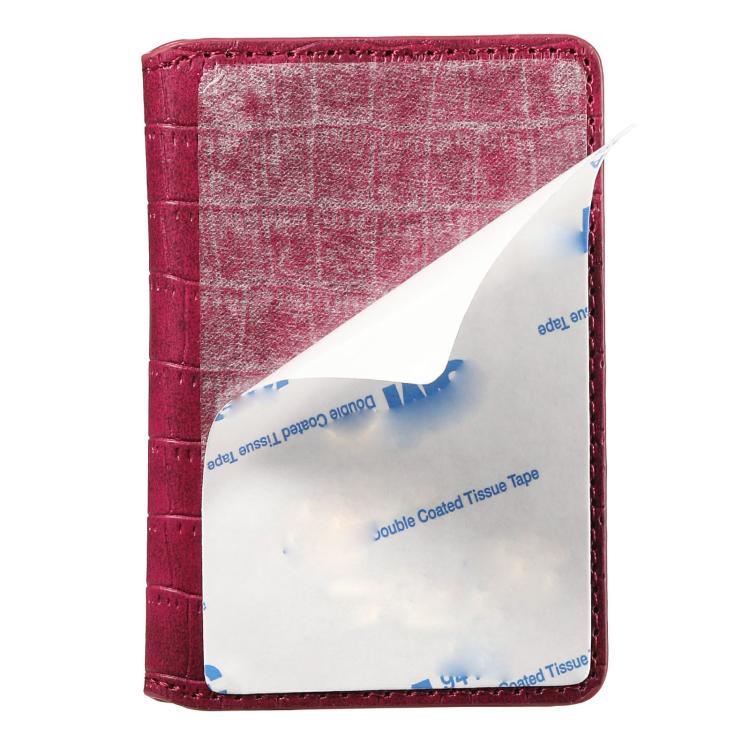 V03 Alligator Texture Back-attached NN Card Bag(Red) - Adhesive Card Holders by buy2fix | Online Shopping UK | buy2fix