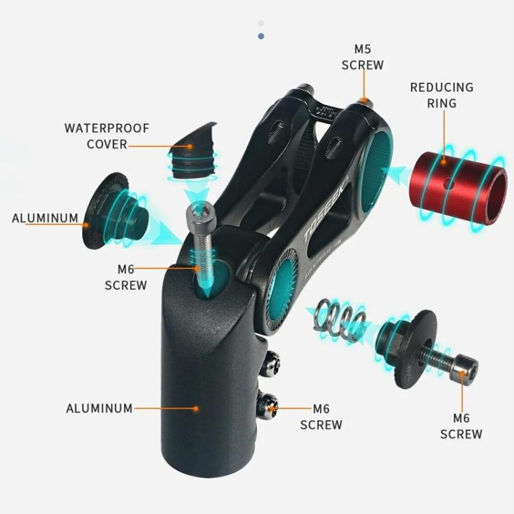 TOSEEK ST003 Aluminum Alloy Adjustable Angle Mountain Bike Stem, Specification:130mm - Bicycle Grips by TOSEEK | Online Shopping UK | buy2fix