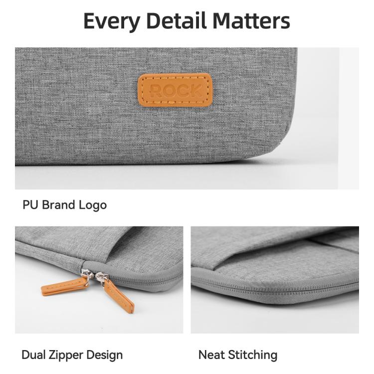 ROCK 14.9 inch Laptop Bag Handle Bag(Grey) - 15 inch by ROCK | Online Shopping UK | buy2fix