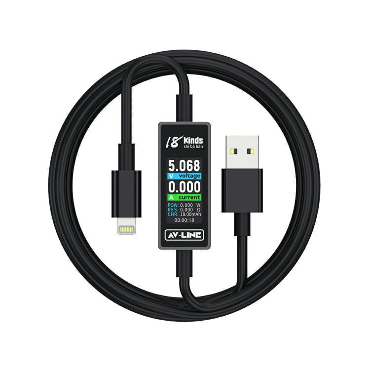 18 Kinds AV-Line 2.0 1.2m Intelligent Detection Charging Data Cable, Interface:USB to  8 Pin - Test Tools by buy2fix | Online Shopping UK | buy2fix