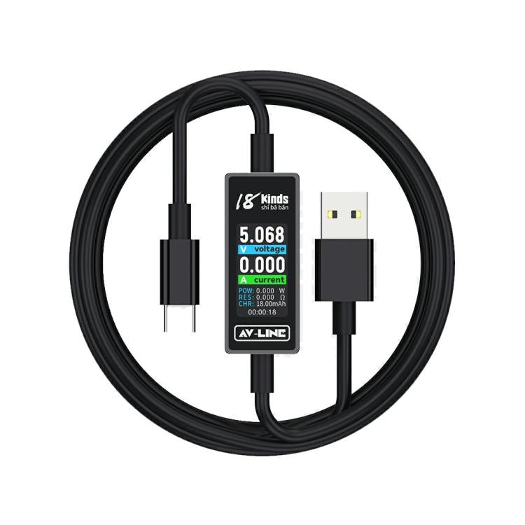 18 Kinds AV-Line 2.0 1.2m Intelligent Detection Charging Data Cable, Interface:USB to Type-C - Test Tools by buy2fix | Online Shopping UK | buy2fix