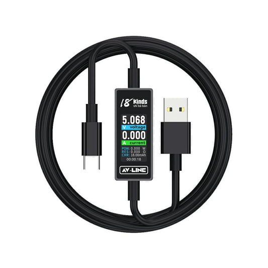 18 Kinds AV-Line 2.0 1.2m Intelligent Detection Charging Data Cable, Interface:USB to Type-C - Test Tools by buy2fix | Online Shopping UK | buy2fix