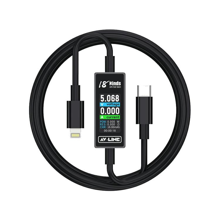 18 Kinds AV-Line Pro 1.2m Intelligent Detection Charging Data Cable, Interface:Type-C to  8 Pin - Test Tools by buy2fix | Online Shopping UK | buy2fix