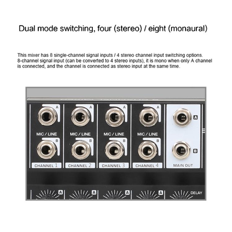 TEYUN Q48 8-Channels Microphone Audio Mixer - Live Sound Effects Processors by TEYUN | Online Shopping UK | buy2fix