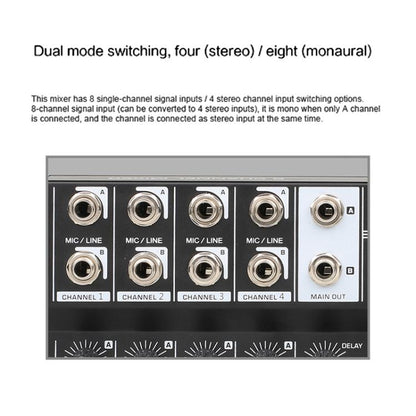 TEYUN Q48 8-Channels Microphone Audio Mixer - Live Sound Effects Processors by TEYUN | Online Shopping UK | buy2fix