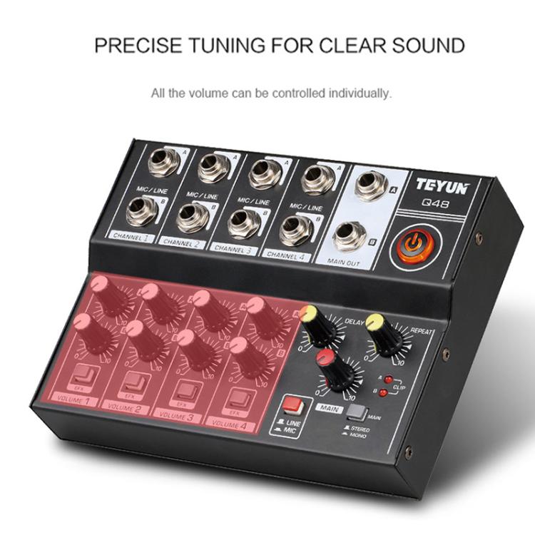 TEYUN Q48 8-Channels Microphone Audio Mixer - Live Sound Effects Processors by TEYUN | Online Shopping UK | buy2fix