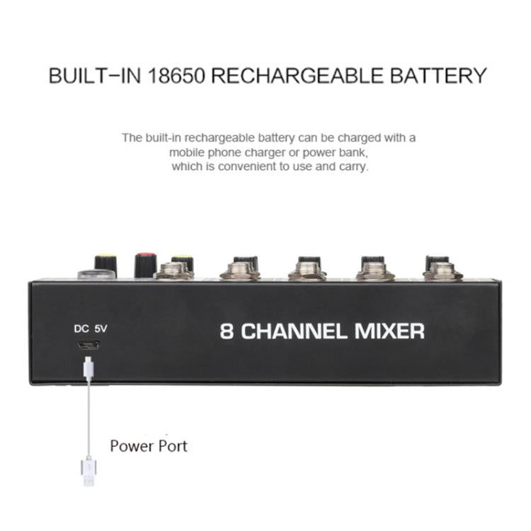 TEYUN Q48 8-Channels Microphone Audio Mixer - Live Sound Effects Processors by TEYUN | Online Shopping UK | buy2fix