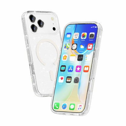 For iPhone 17 Pro Max Terminator Style Glitter Powder MagSafe Magnetic Phone Case(White) - iPhone 17 Pro Max Cases by buy2fix | Online Shopping UK | buy2fix