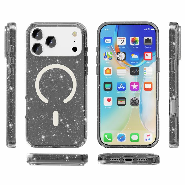 For iPhone 17 Pro Max Terminator Style Glitter Powder MagSafe Magnetic Phone Case(Black) - iPhone 17 Pro Max Cases by buy2fix | Online Shopping UK | buy2fix